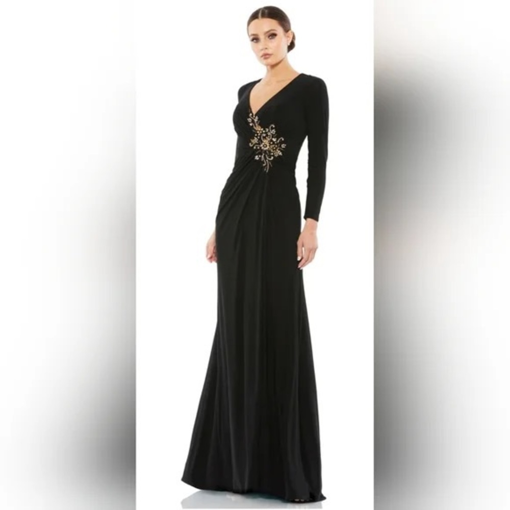 Mac Duggal Formal Long Sleeve Embellished Jersey Formal Gown